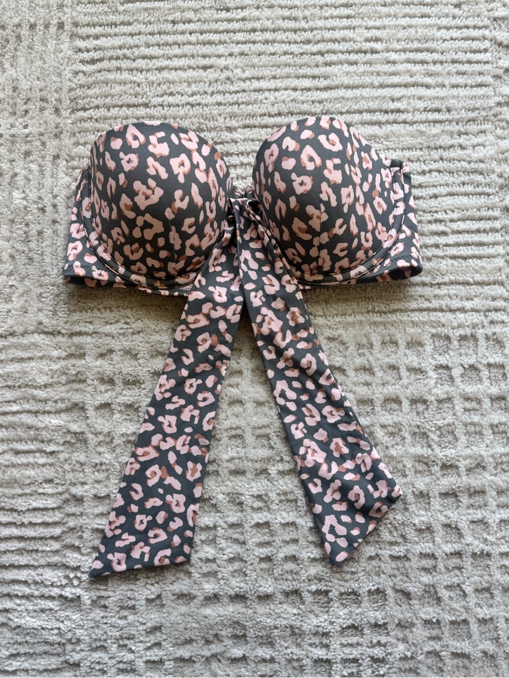 Shade & Shore Pink Leopard Bandeau Bikini Top